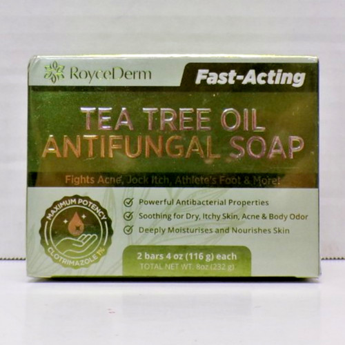 RoyceDerm Tea Tree Oil Antifungal Soap Fast-Acting 2 Bars 4 Oz.