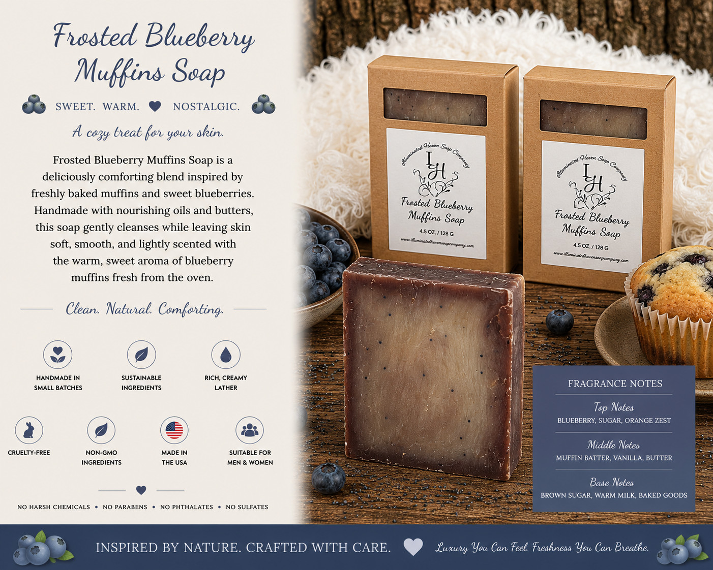 Handmade Artisan Soap Bar Natural Bath Soap Shea Butter USA Made Moisturizing