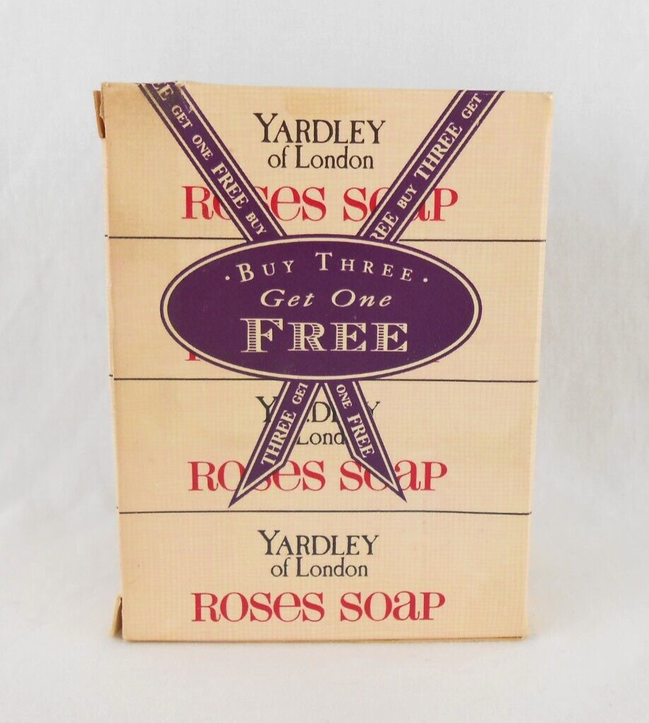 Yardley of London Roses Pink Bath Bar Soap Pack of 3 New Open Box Vintage 1990