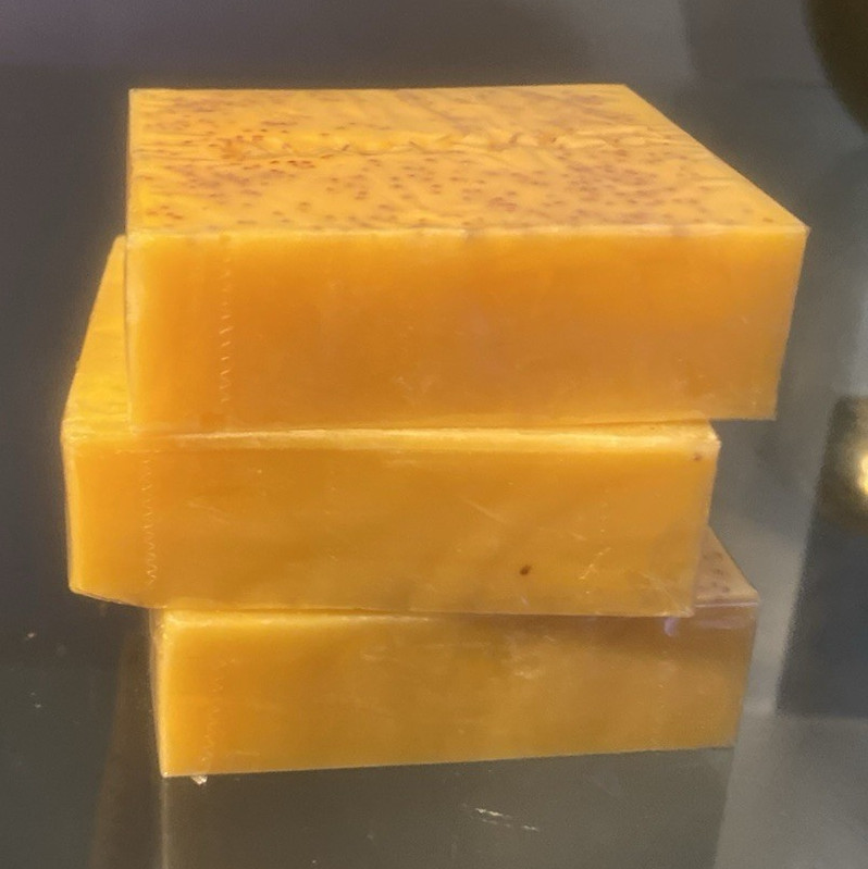 Lot of 3 Orange Speckled Rectangular Exfoliating Body Bar Soap w/ Poppy Seeds