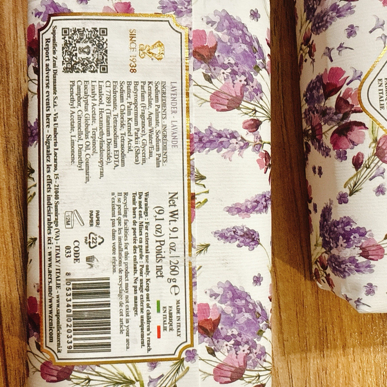 2 pcs ZENI Scent : LAVENDER fine Milled ITALIAN Soap Bar 9.1 Oz/each