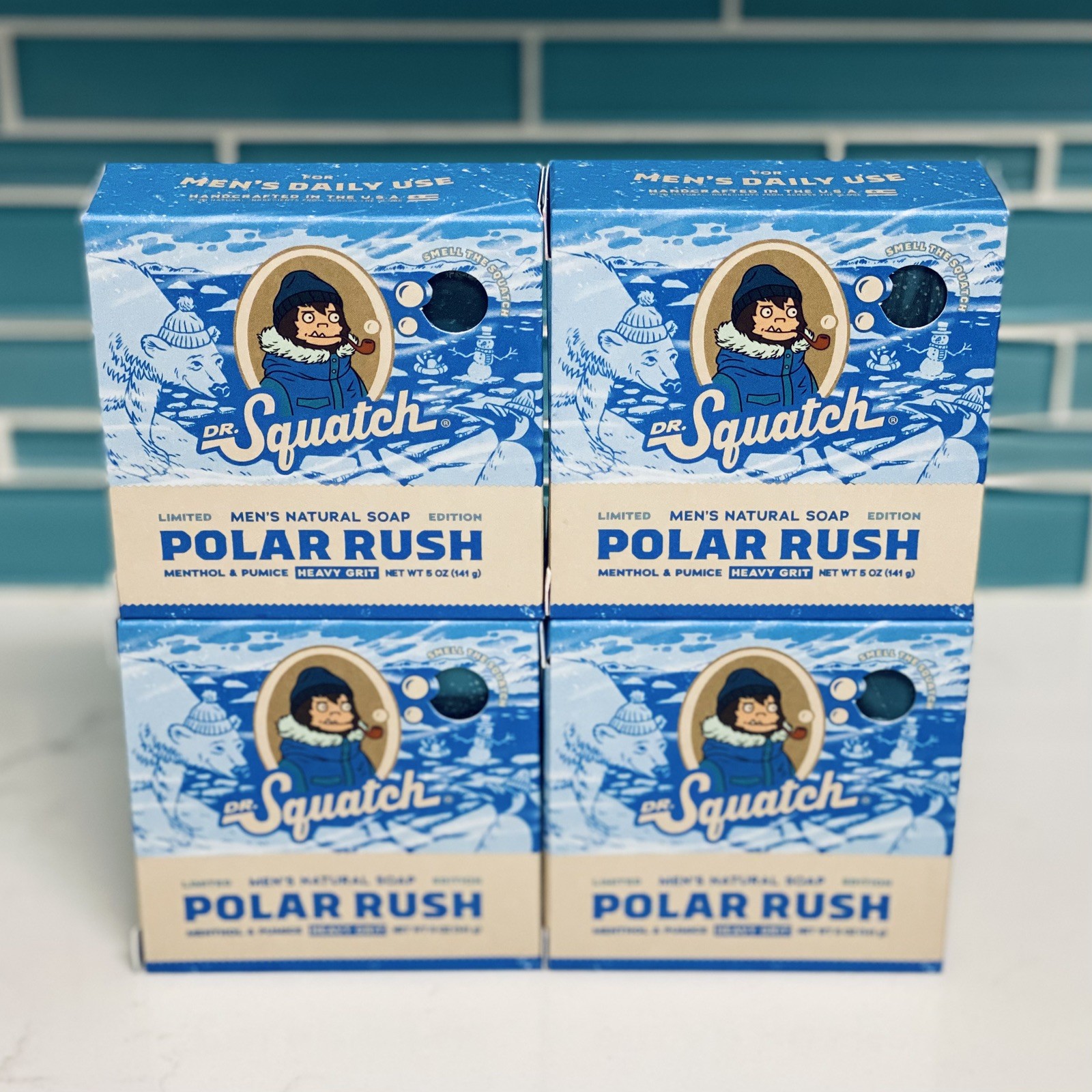 Lot Of 4 Dr. Squatch Polar Rush Mens Natural Bar Soap Limited Edition Rare 5 oz