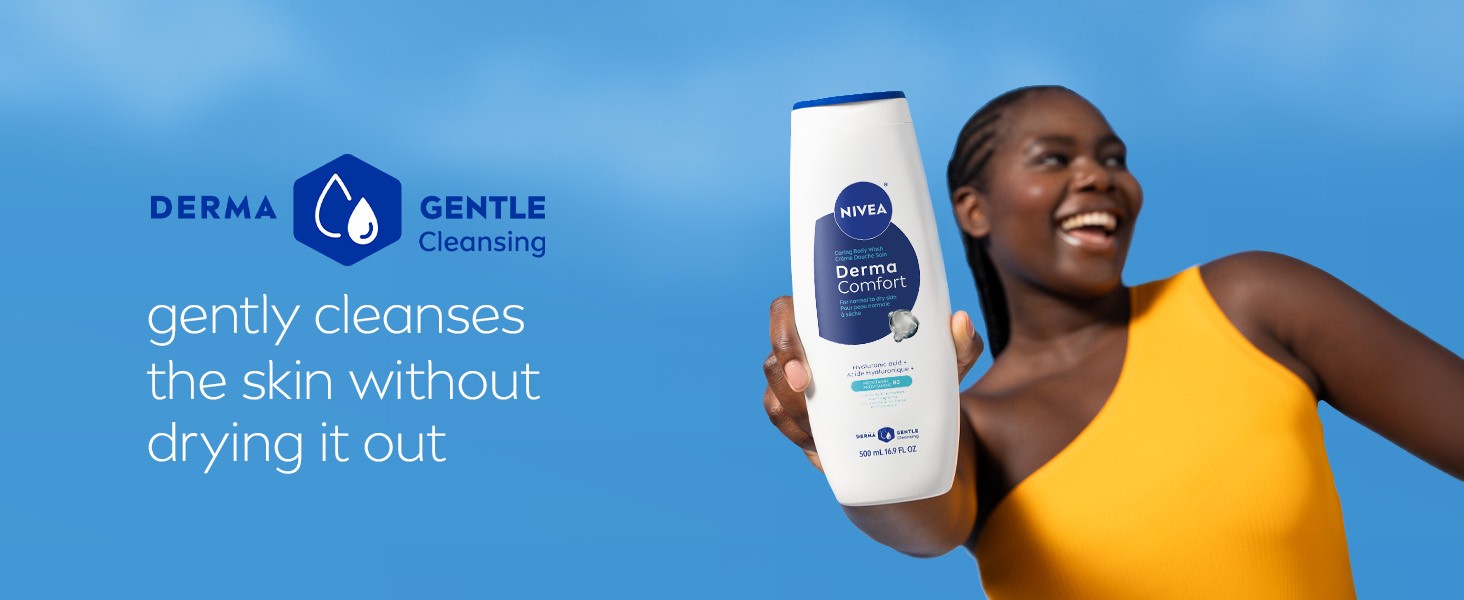 Derma Comfort Caring Body Wash for Normal to Dry Skin, Body Wash with Hyaluronic