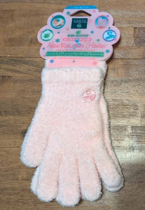 EARTH THERAPEUTICS ULTRA PLUSH ALOE VITAMIN E MOISTURE GLOVES PINK NEW