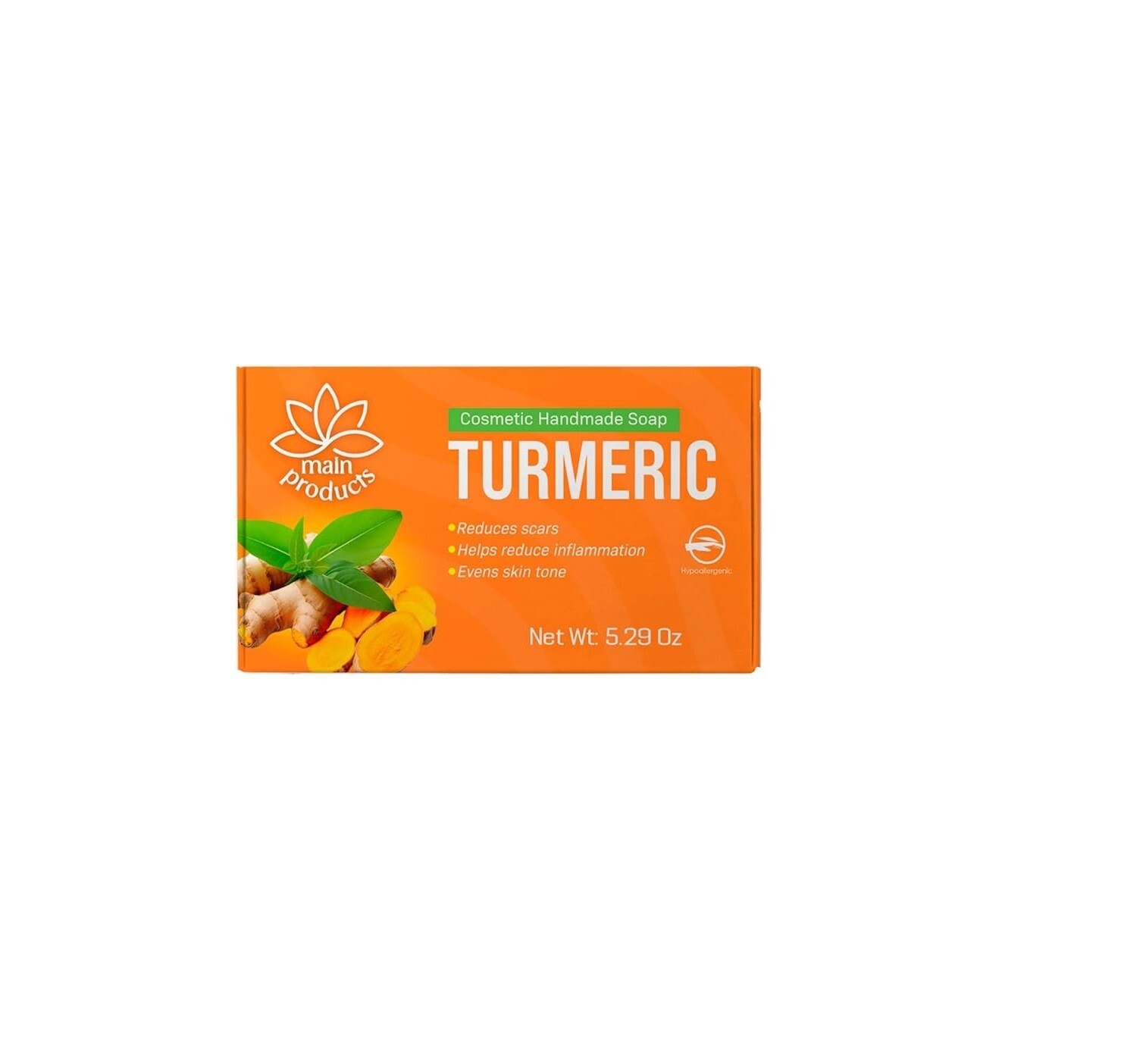 Turmeric Soap Bar for Face and Body 5.29oz, Handmade Cosmetic Soap Jabon Curcuma