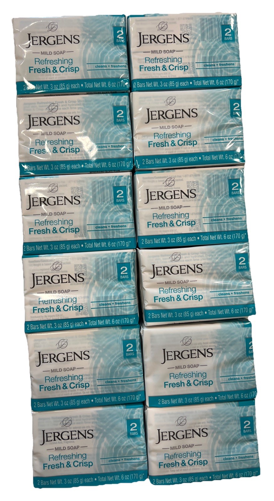 12x Lot Jergens Fresh & Crisp Mild Soap 24 Bars Total New Sealed DCamp