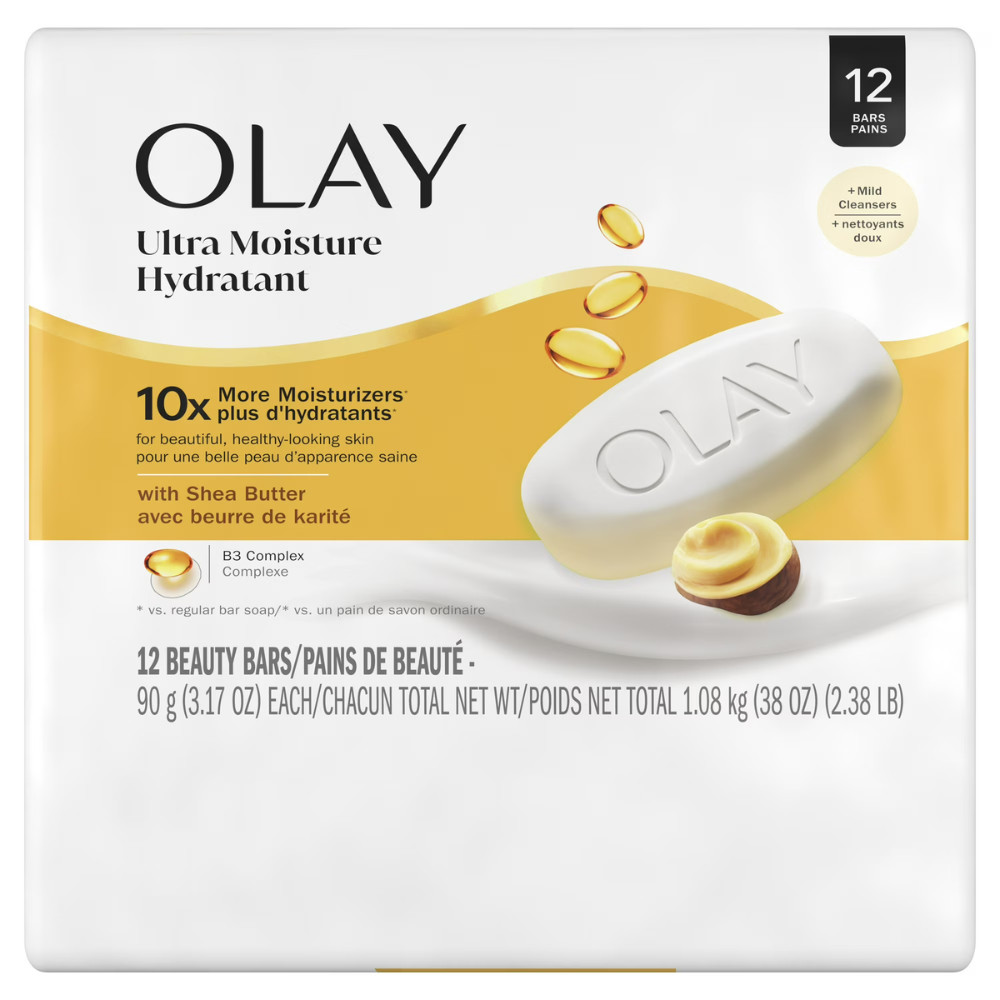 Olay Ultra Moisture Bar Soap, Shea Butter, 3.17 oz, 12 Ct, 4 Pack, 48 Bars Total