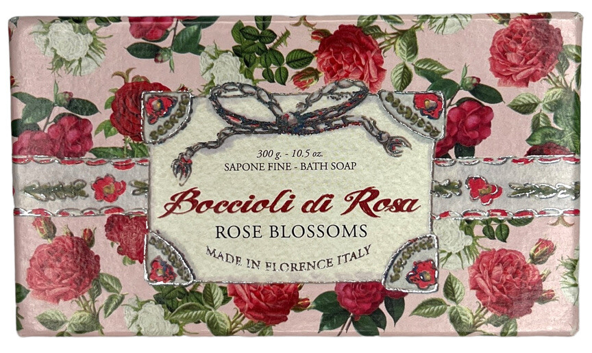 Sapon Boccioli De Rosa Rose Blossoms Tuscan Fine Bath Soap 10.5 oz NOS Boxed Bar