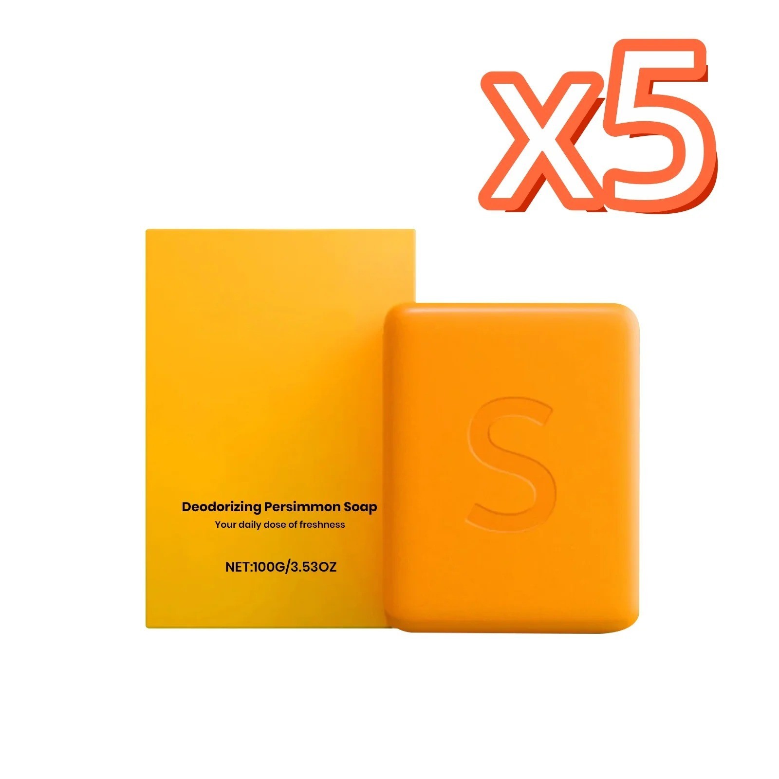 1-5PCS Persimmon Soap Bar Body Odor Control Deodorant Soap for Men & Women – NEW