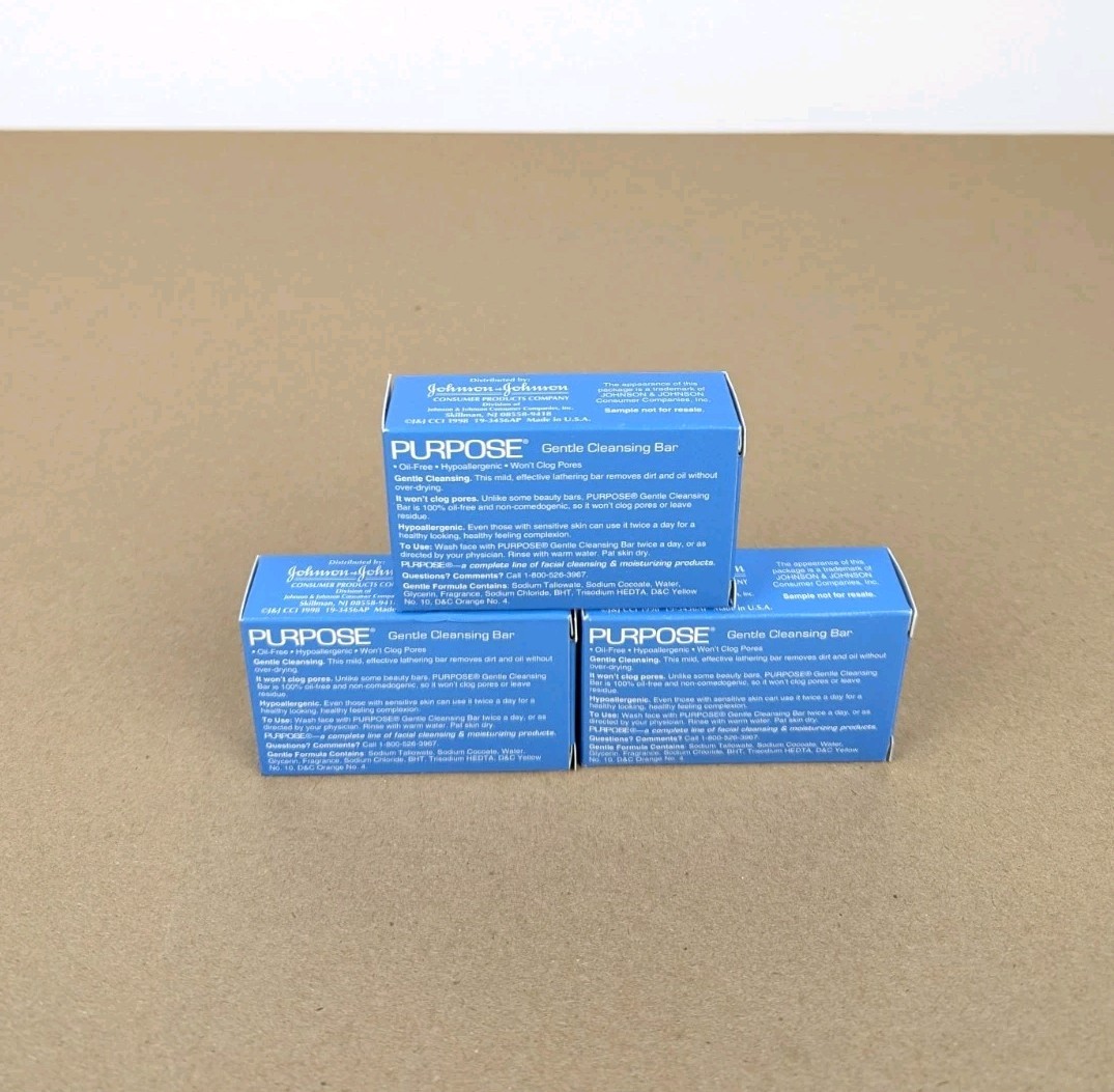 NEW 1998 Purpose Gentle Soap Bar 1.25 oz Small Travel Size 3 Pack Bars NOS