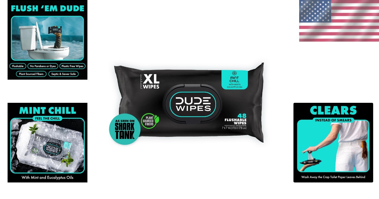 DUDE Mint Chill Flushable Wipes – 48 Count – Soothing & Eco-Friendly Cleansing