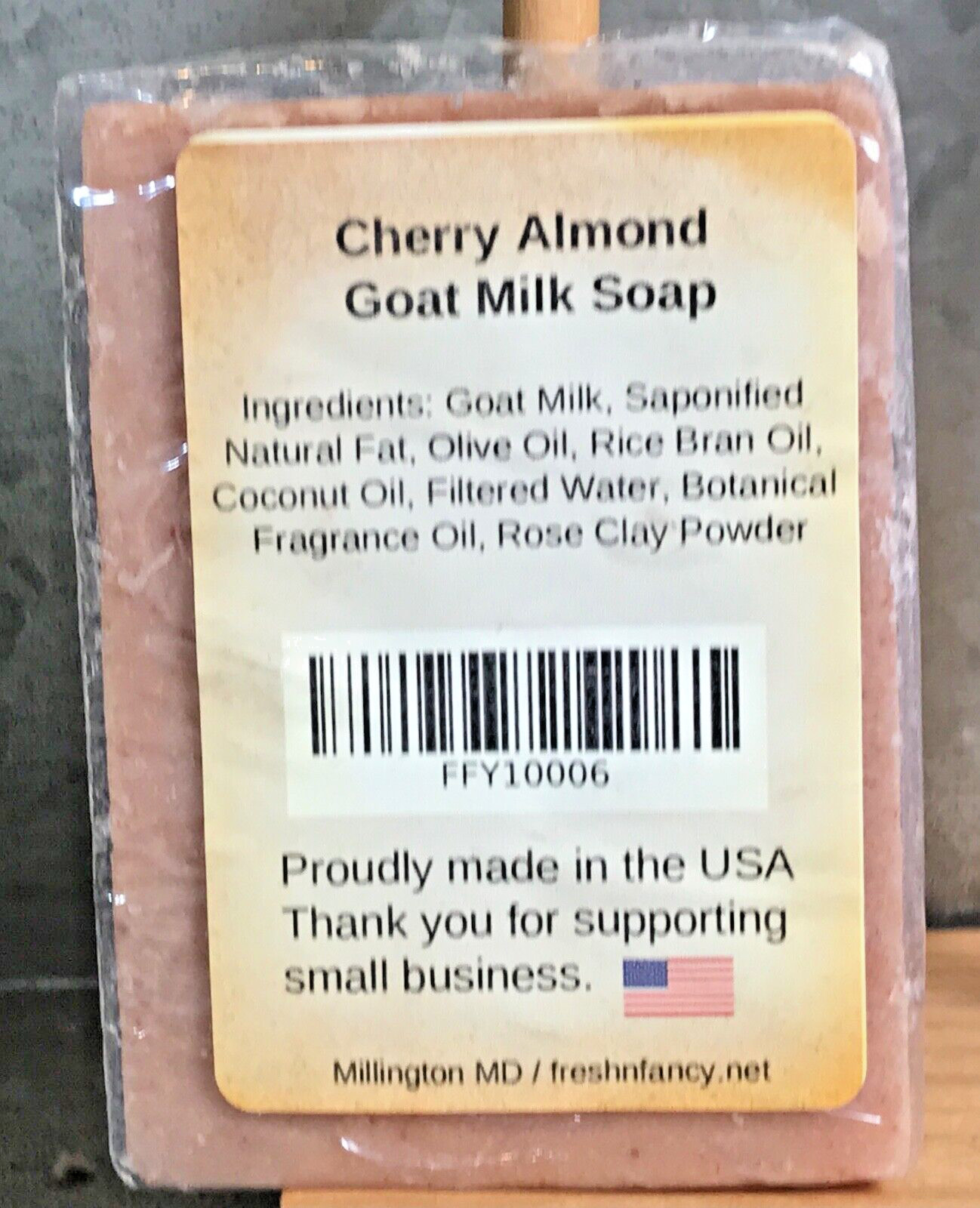 Cherry Almond Fresh & Fancy from Farm Handmade Raw Goat Milk Soap 5.5 Oz USA