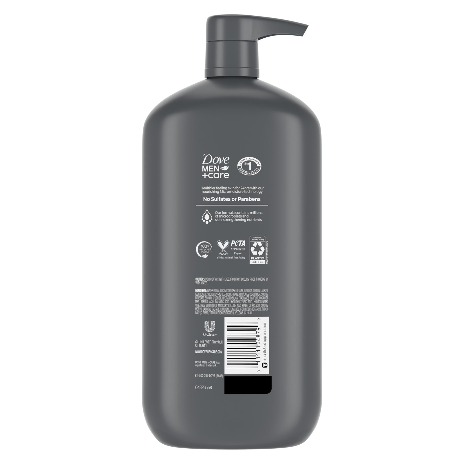 DOVE MEN + CARE Body and Face Wash Exfoliating 30 Fl Oz (Pack of 1), Black