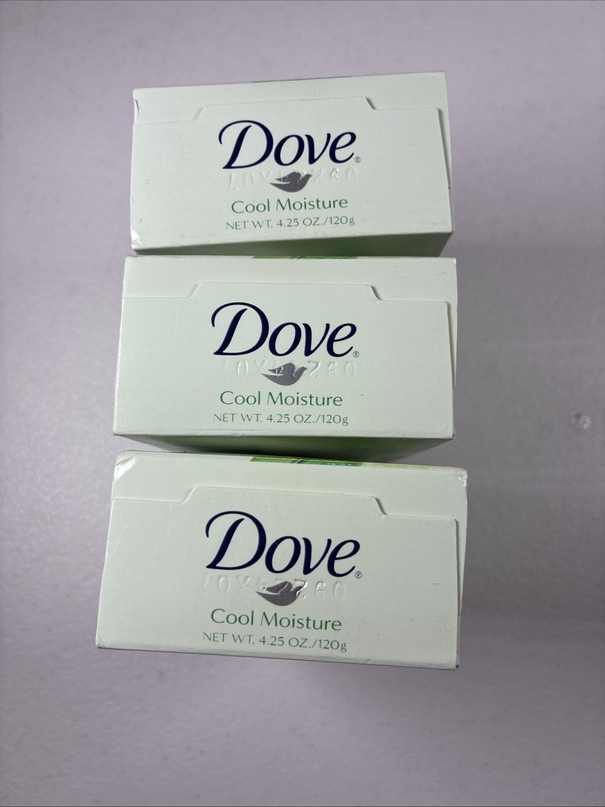 VTG Dove Cool Moisture Skin Care Soap Bar Cucumber Green Tea Scent Lot 3 SEALED