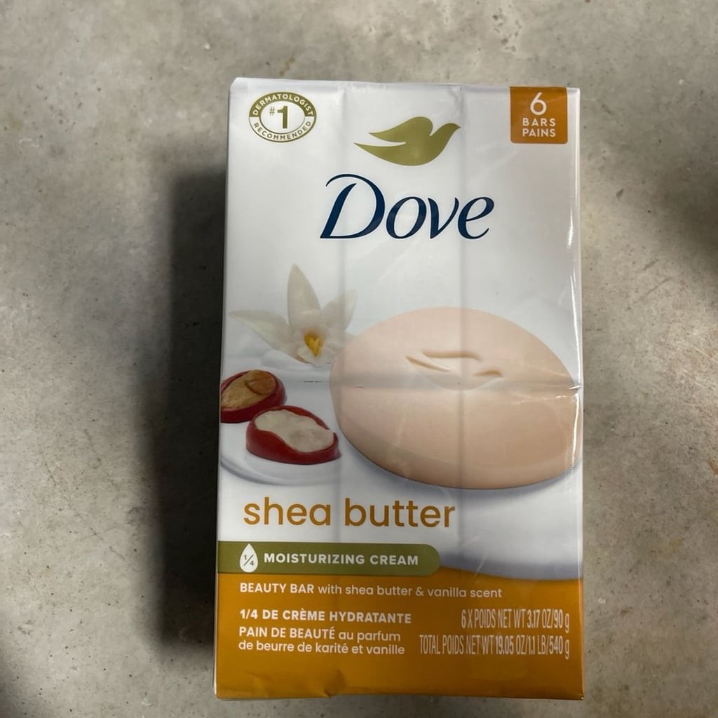 Dove Moisturizing Shea Butter Vanilla Beauty Bar 3.75 oz 4 Bars Gentle All Skin