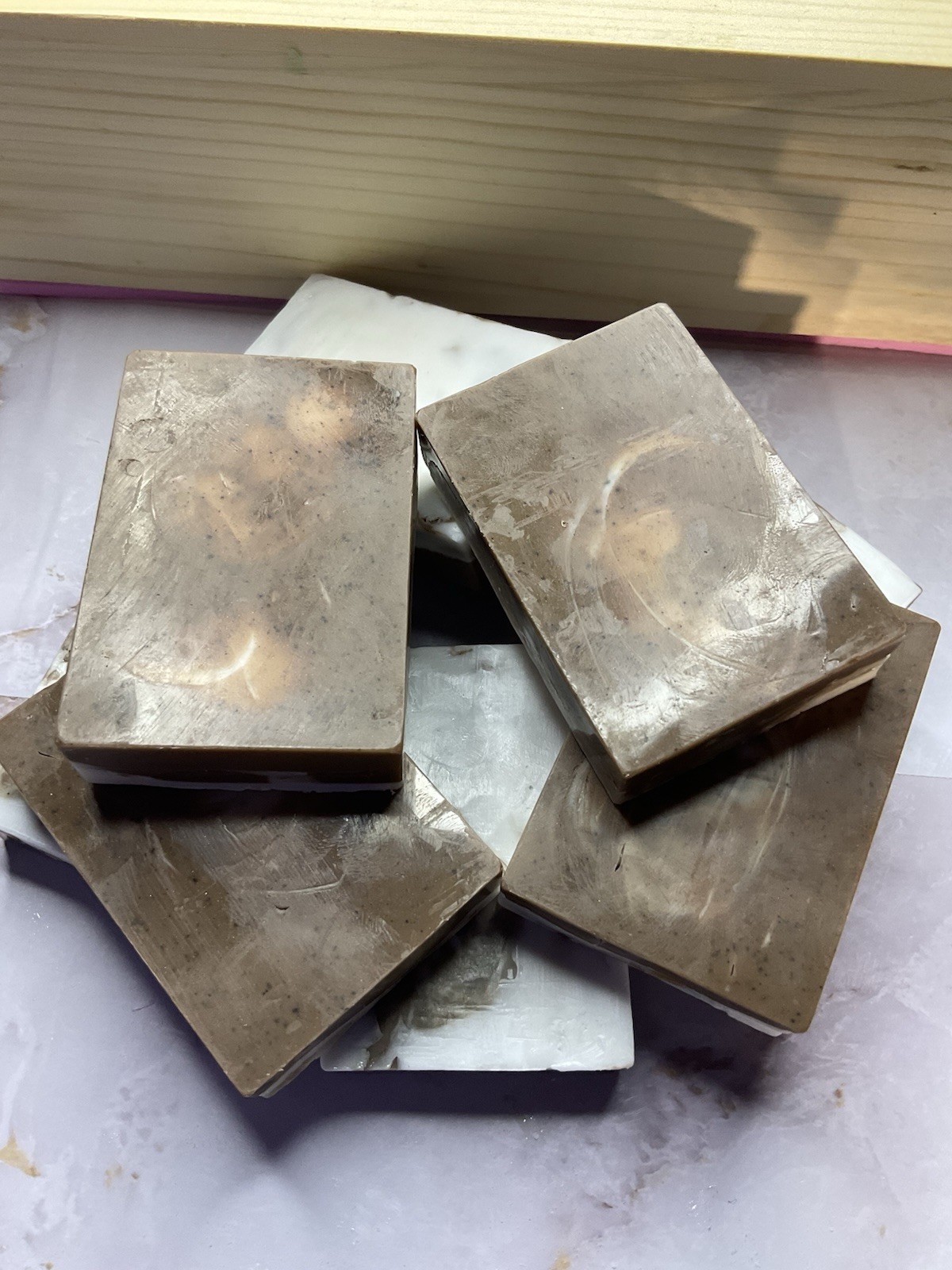 Marbled Brown and White Rectangular Body Bar Soaps for Body, Hands, Face
