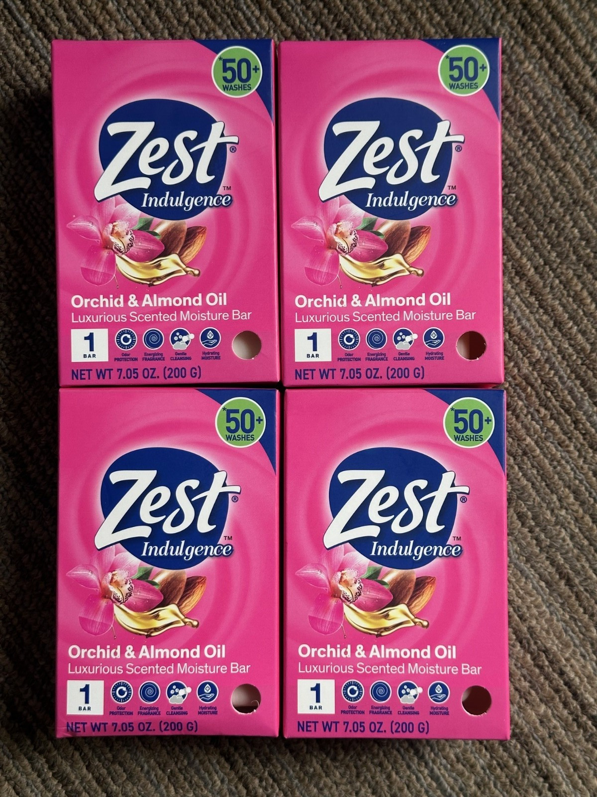 ZEST Bar Soap Moisturizing Lush Orchid & Almond Oil Large Bars 7.05oz Lot Of 4