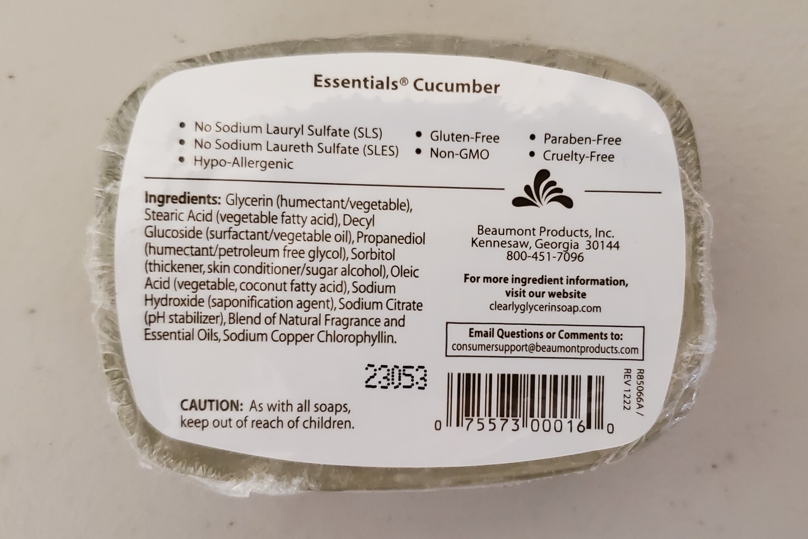 Clearly Natural Glycerin Bar Soap, Cucumber, 4 Ounce