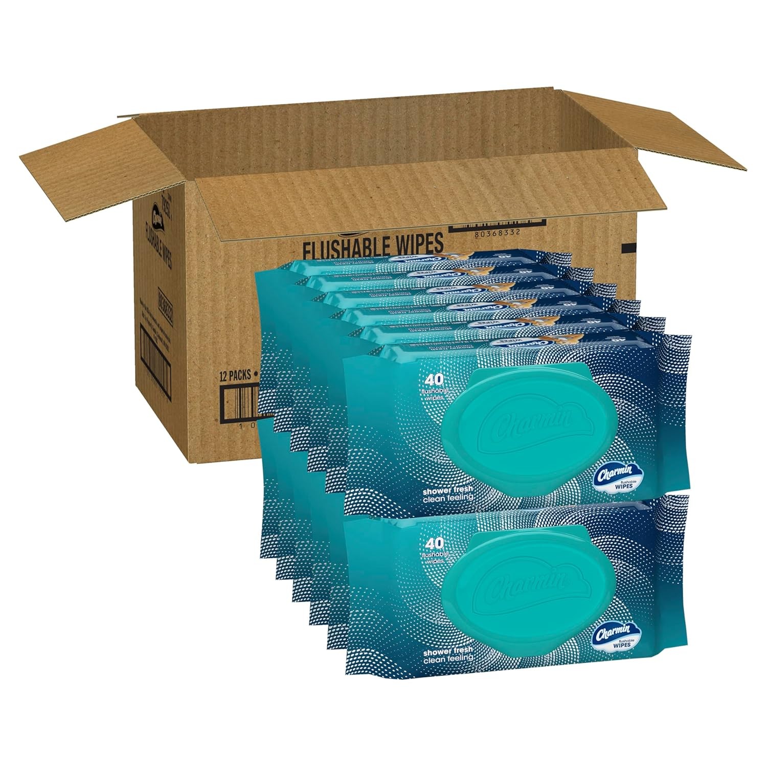 Charmin Flushable Wipes, 480 Total Wipes (12 Packs of 40) 40 Count (Pack of 12)