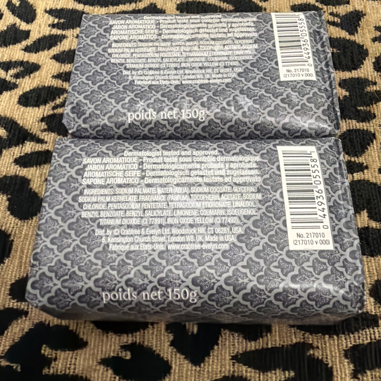 2 Crabtree & Evelyn SANDALWOOD AROMATIC BAR SOAPS 5.3 OZ/150g Each