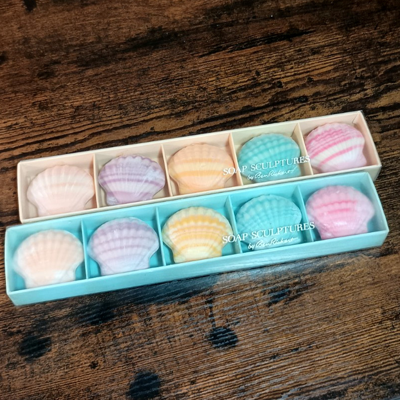 Vintage Ben Rickert Sea Shell Soap Set 10 Piece Beach Soap Sculptures Colorful