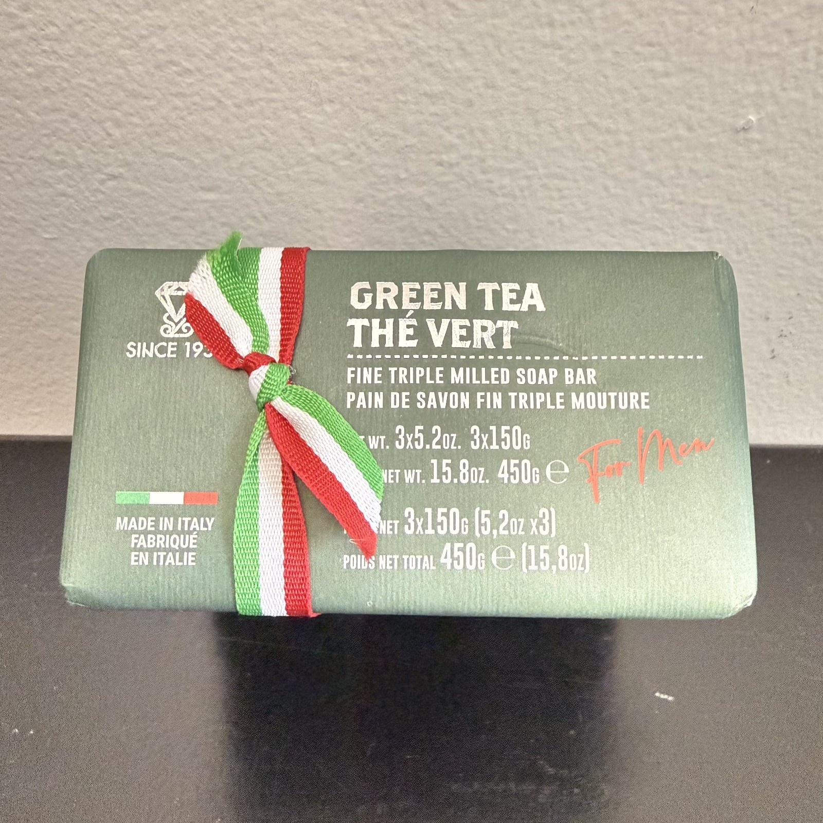 Saponificio Triple Milled Italian Luxury Soap Green Tea The Vert 3×5.2oz Bars