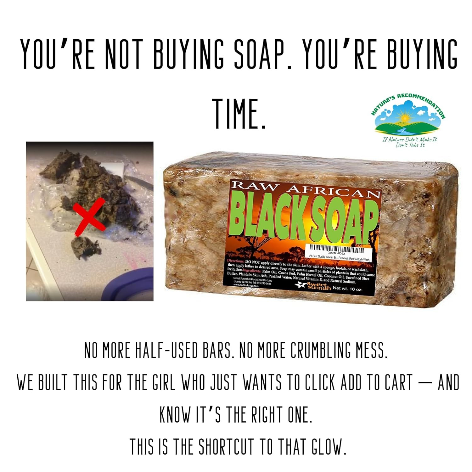 Raw African Black Soap PREMIUM QUALITY Organic Unrefined 100% Pure Natural