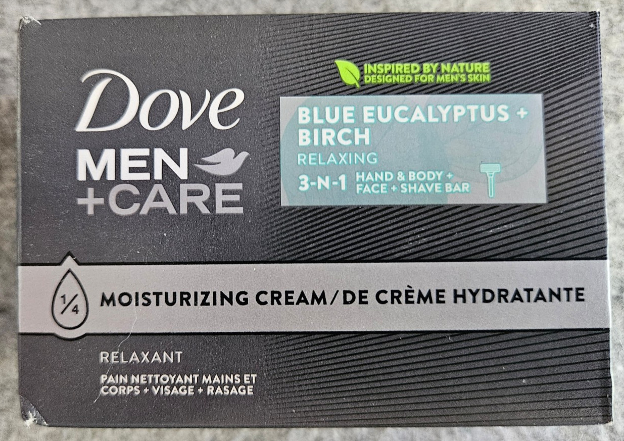 Dove Men+Care 3-in-1 Hand, Body/Face + Shave Bar – Blue Eucalyptus Birch 3.75oz