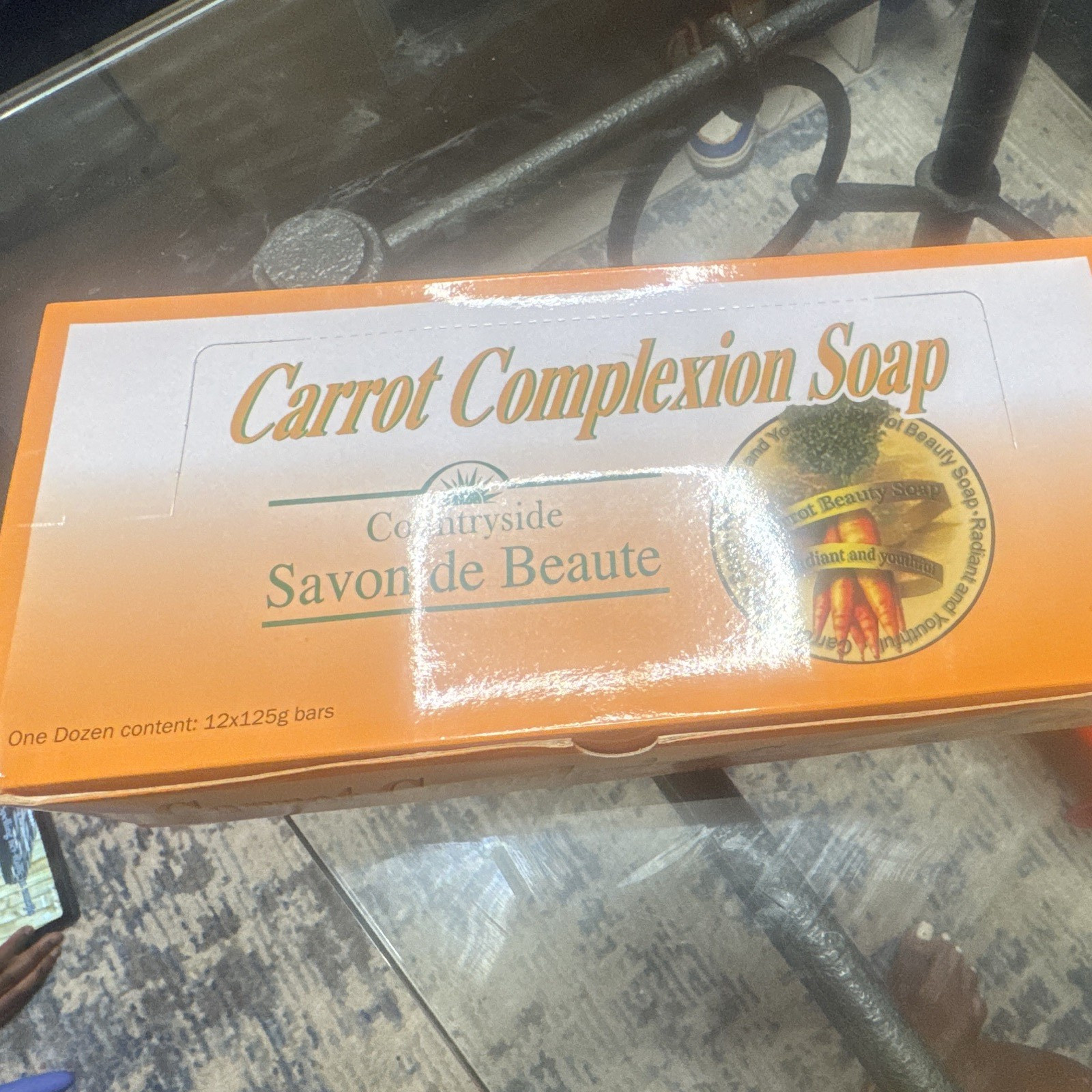 12 pack Carrot Complexion Whitening Body Bar Soap 125g each Rectangular Carrot