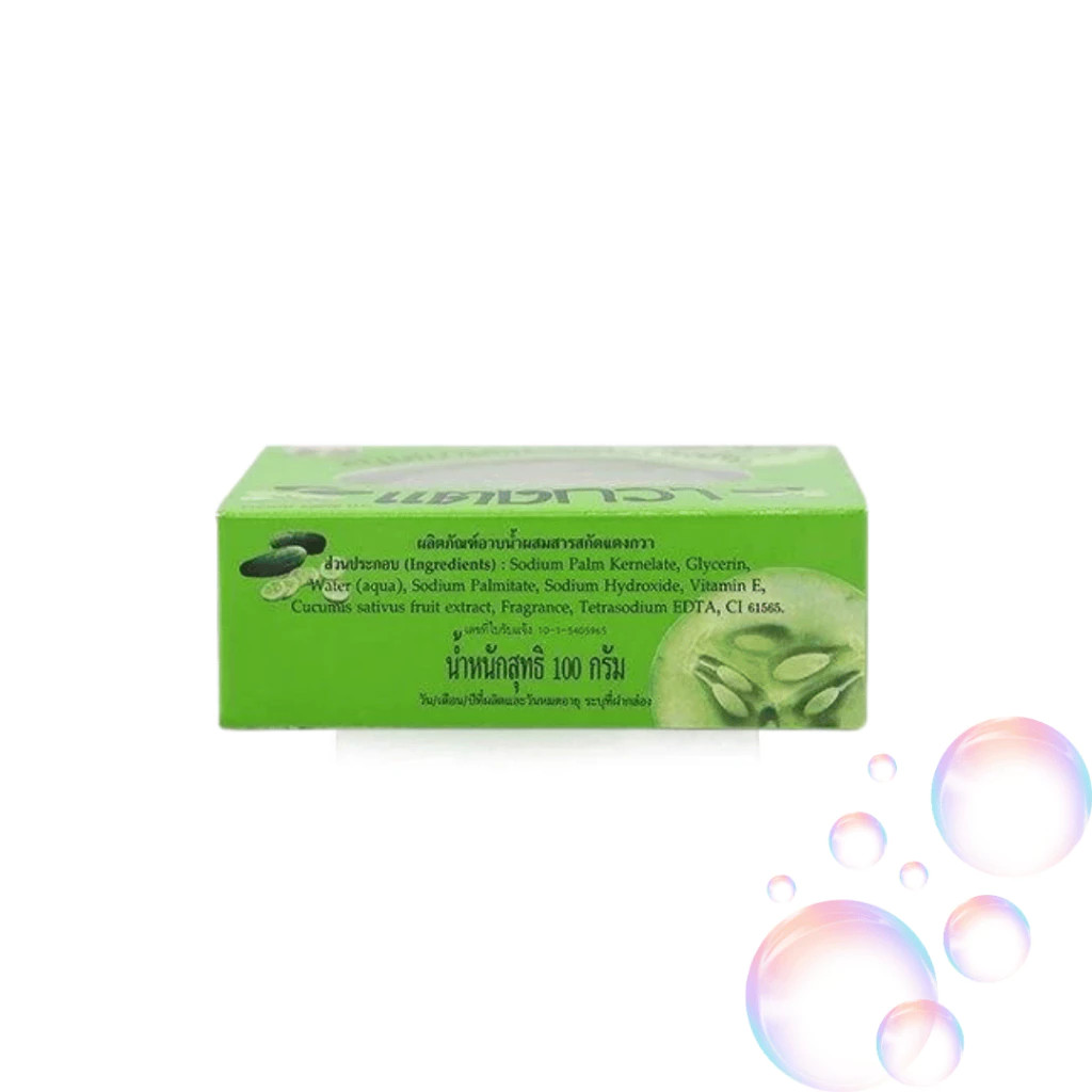 Cucumber clear soap mixed with vitamin E, Abhaibhubejhr Herbal 100 g. X4 Pcs.