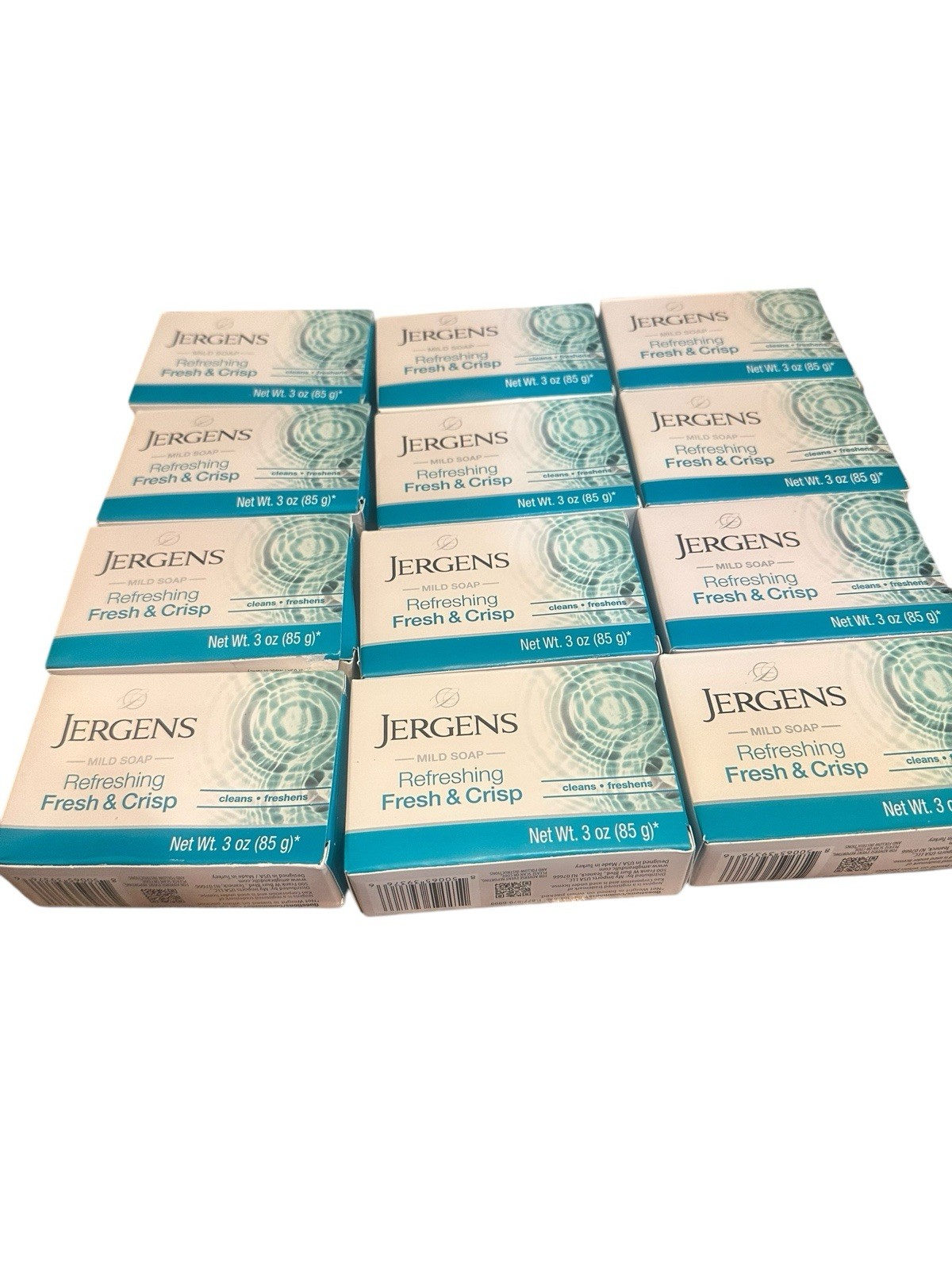 Jergens Mild Soap Fresh & Crisp Bars 3 oz Each 12 Bars New Fast Shipping