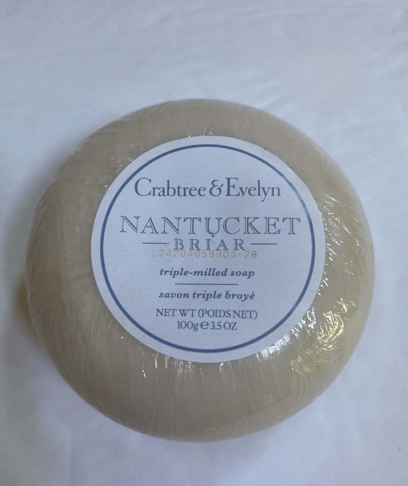New Sealed Crabtree & Evelyn Nantucket Briar Triple Milled round Bar Soap