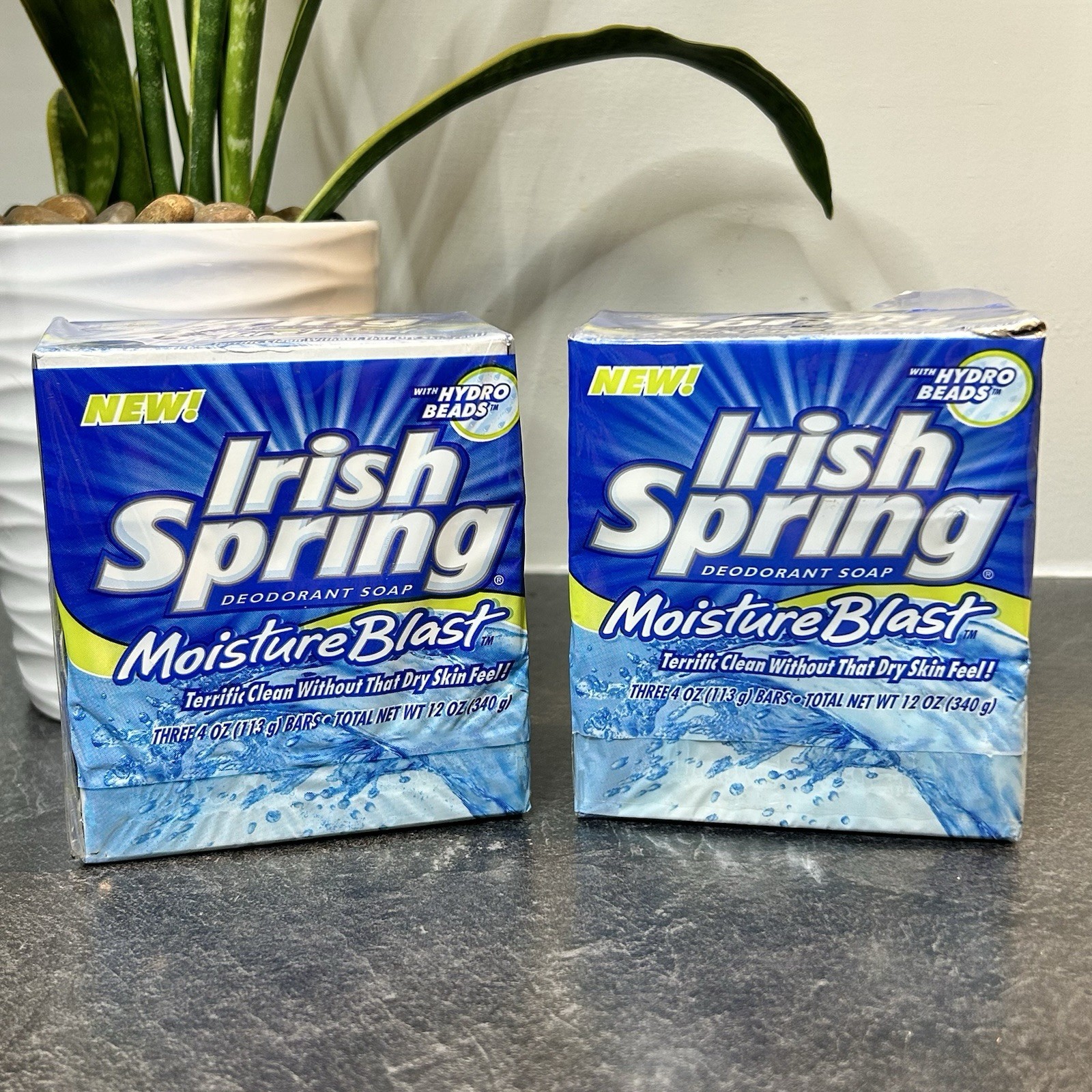 6 Bars IRISH SPRING Moisture Blast Hydro Bead Soap No Flaxseed 4 oz Each