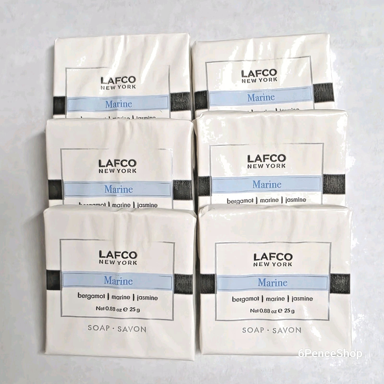 6 PK new Lafco 0.88 oz Marine Bar Soap 25g bergamot marine jasmine