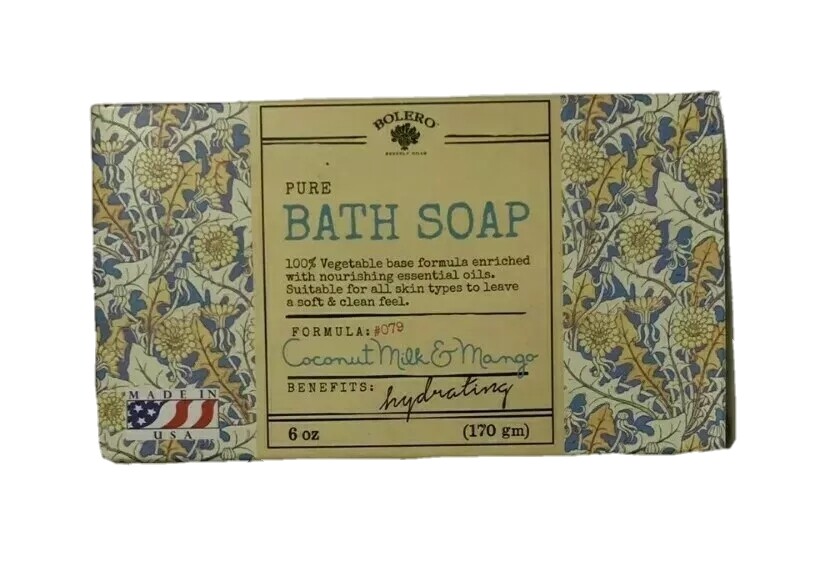 Bolero Coconut Milk & Mango Natural Pure Vegan Hand Soap Bar Soap Triple Milled