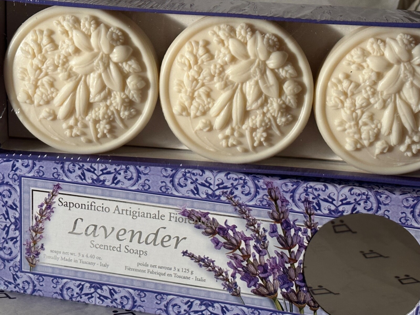 SAPONIFICIO ARTIGIANALE FIORENTINO *LAVENDER * 3 x 4.40oz Handmade Soap