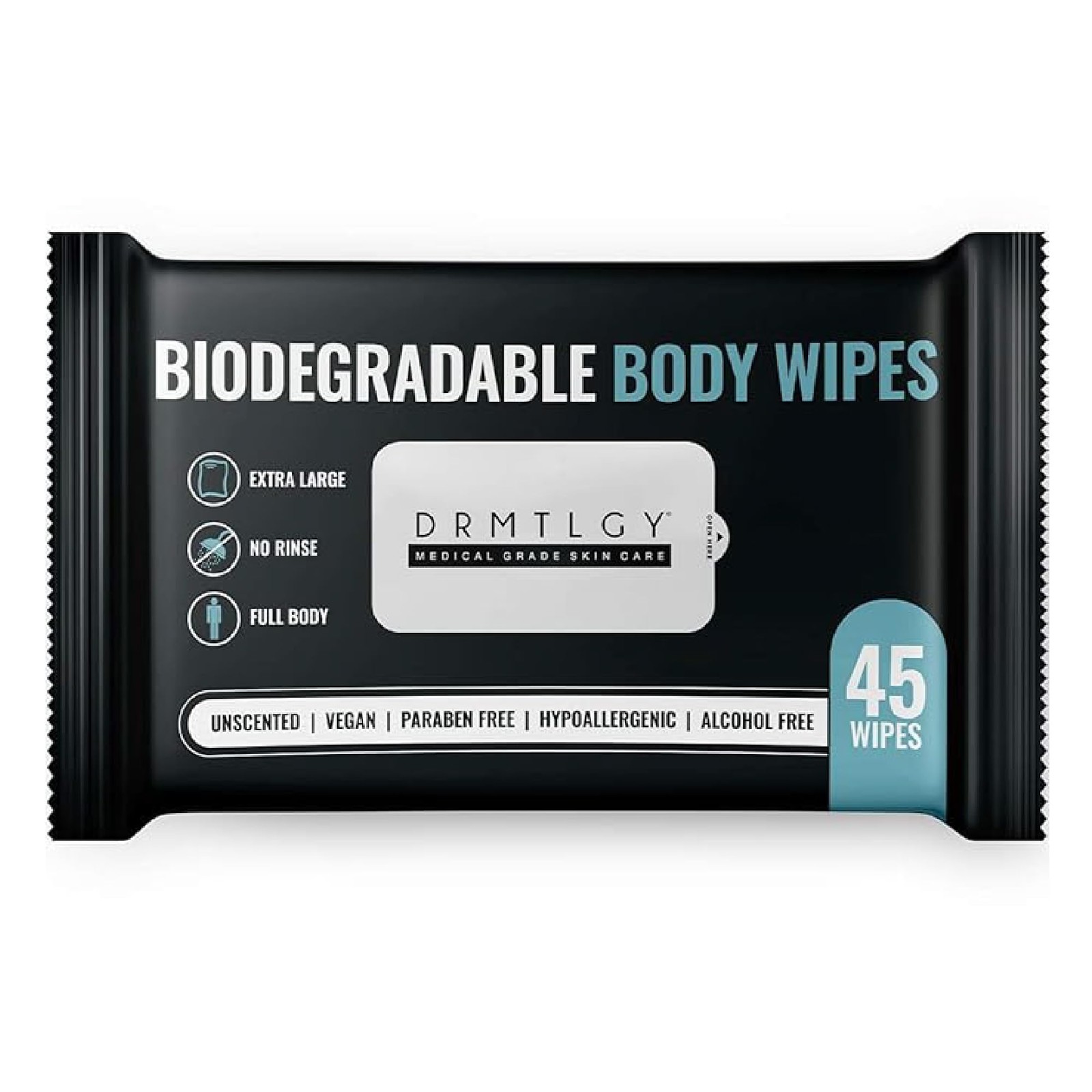 Body and Face Shower Wipes for Women and Men – 45 Wipes. XTRA Large Biodegrad…