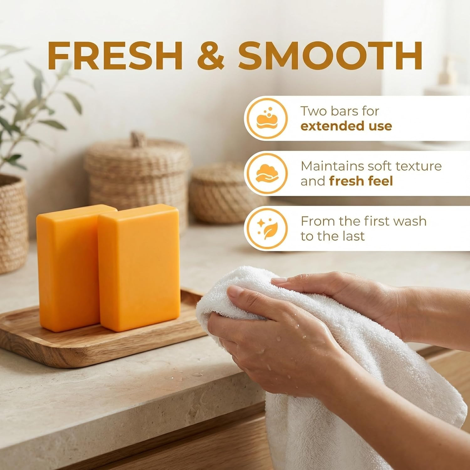 Ed Turmeric Glow Soap 2Pcs Natural Handmade Face Body Bar Supports Smooth Types