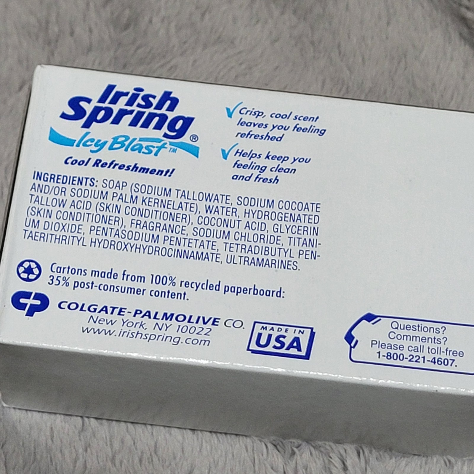 VTG Irish Spring Icy Blast Deodorant Soap Bars Value Pack of 7 Bars 4.5 oz Each