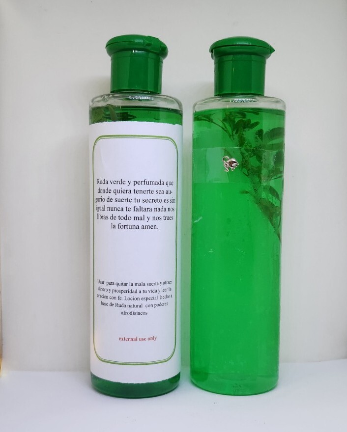 GEL DE RUDA BAÑO 10oz CON LA PLANTA DINERO-BUENA SUERTE ORACION Y AMULETO GRATIS