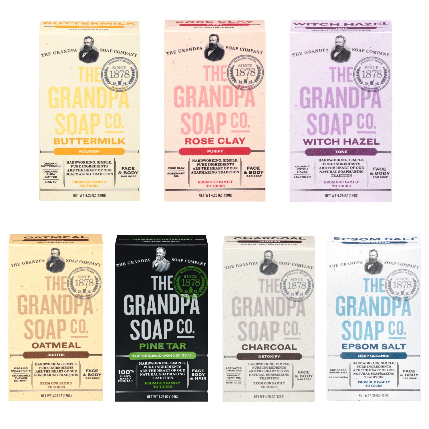 The Grandpa Soap Company Charcoal Detoxify Bar Soap 4.25 Oz Pack of 3
