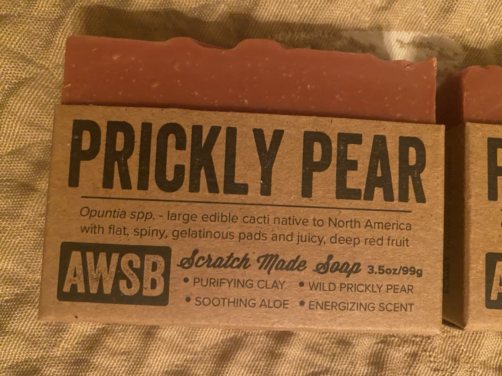 2x AWSB Prickly Pear Handmade Soap Bars 3.5oz Natural Wild Botanical Face Body