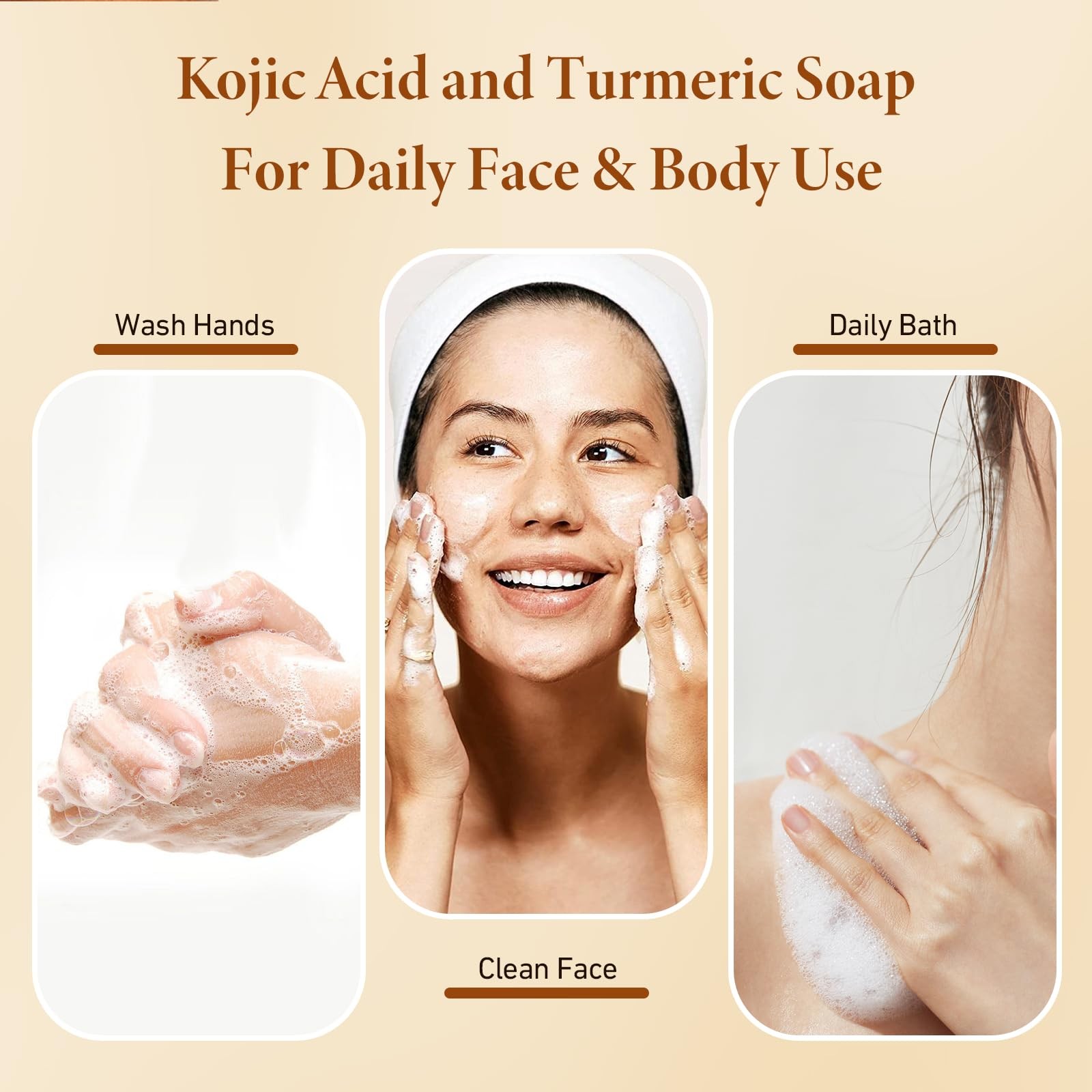 Kojic Acid Turmeric Soap Bar with Foaming Net, 2 Bars Dark Spot Soap for Face…