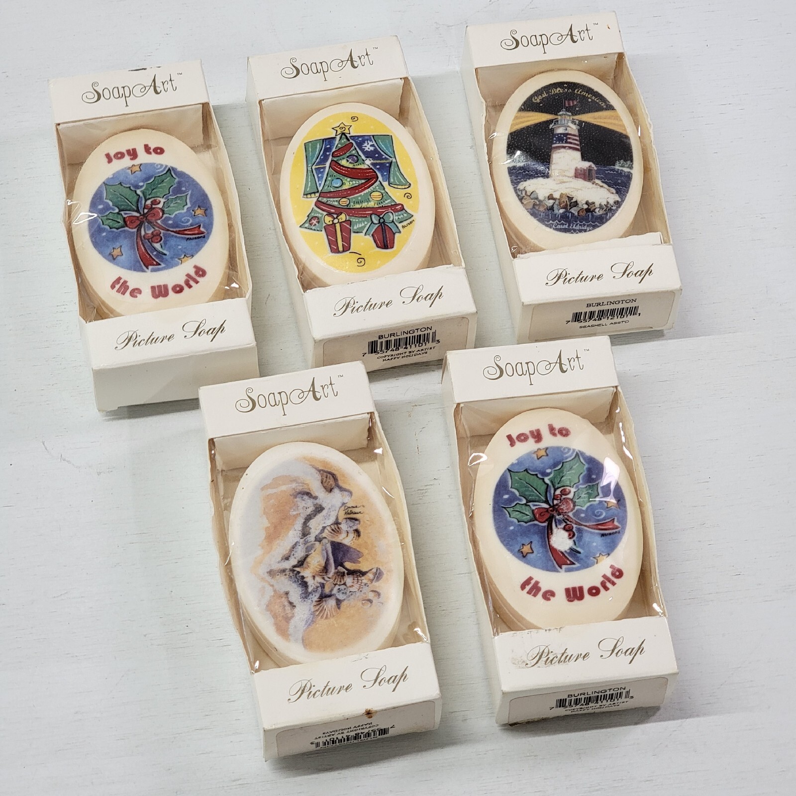 5 – Vintage Soap Art Picture Soap Christmas Theme Beach Lighthouse Decorative