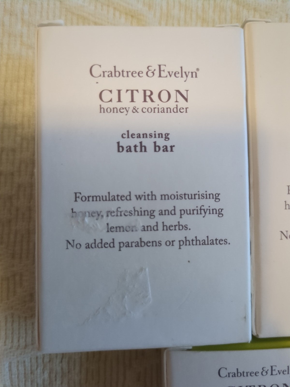 Crabtree & Evelyn Citron Honey & Coriander Bath & Face Bar Soap 1.25 oz Set of 3