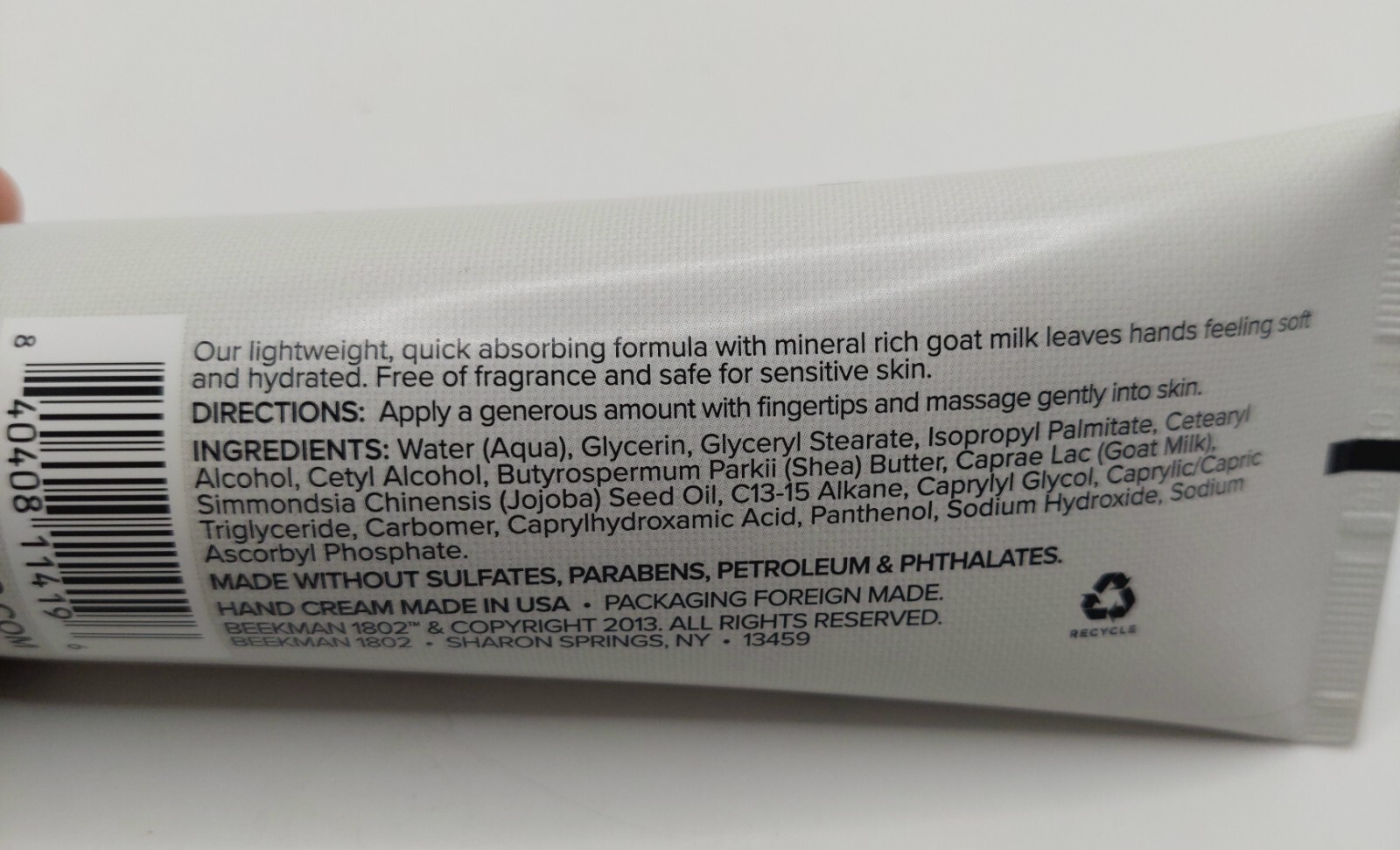 Beekman 1802 Hand Cream 3.4 oz,Bar Soap 3.5 oz Pure Goat Milk Fragrance Free NEW