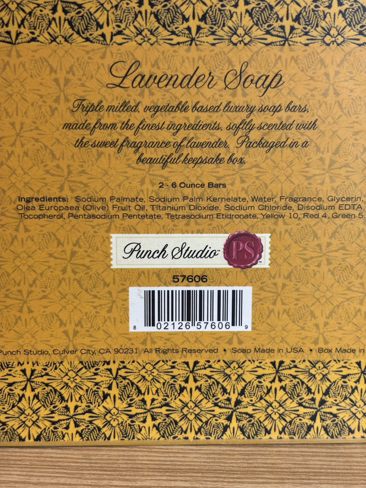 Lavender Soap Triple Milled, Punch Studio, 2 Bars Keepsake Box Oriental Fan