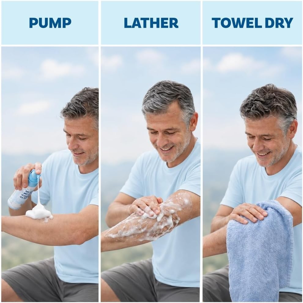 No Rinse Body Wash for Elderly, Gentle 8.5 fl oz Rinse Cleansing Foam for