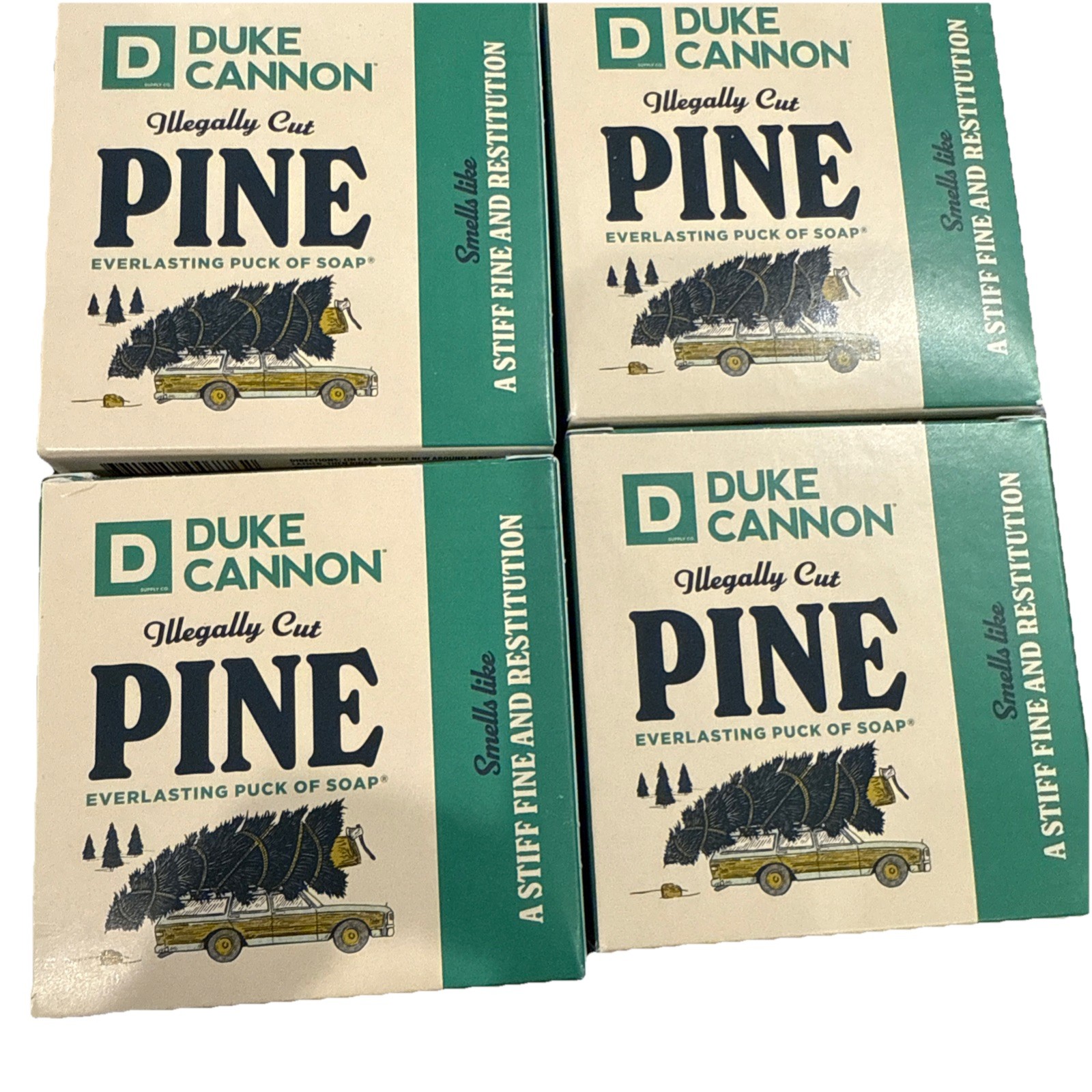 4 Pack: Duke Cannon Bar Soap Illegally Cut Pine Split Wood + Pine Needles – 5 oz