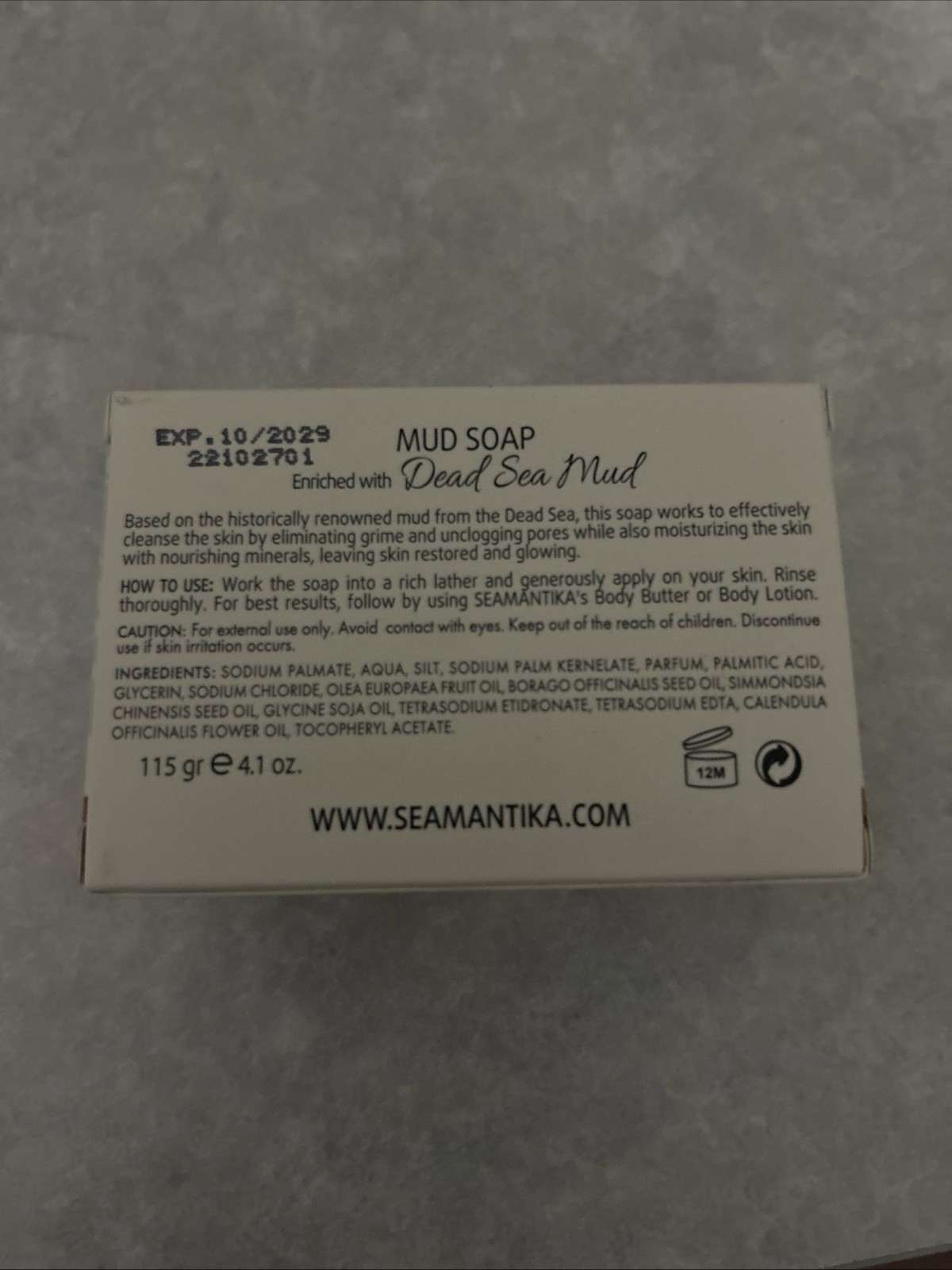 SEAMANTIKA Mud Soap With Dead Sea Minerals 4.1 Oz Exp 10/29 (Qt Of 3 Bars)